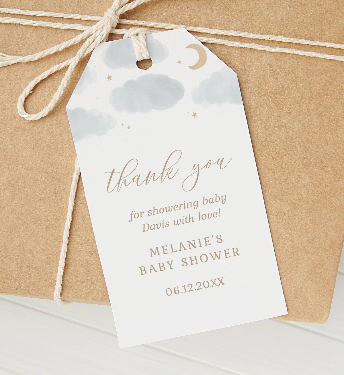 Editable Moon and Stars Baby Shower Favor Tag Template, Printable Over the Moon Baby Shower Gift Tag, DIGITAL DOWNLOAD