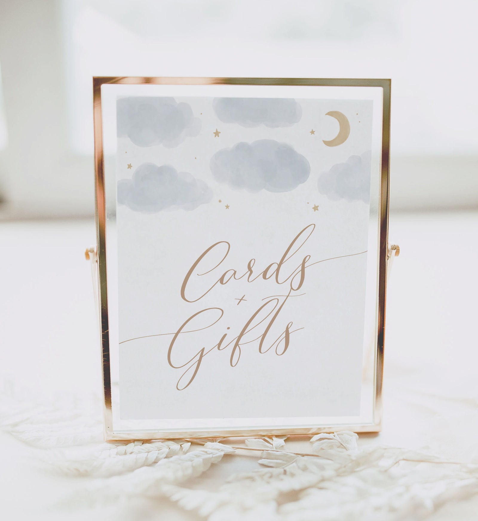 Moon and Stars Baby Shower Cards and Gifts Sign, Printable Over the Moon Baby Shower Gift Table Sign, DIGITAL DOWNLOAD