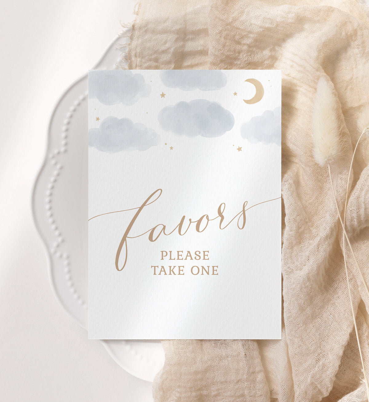 Moon and Stars Baby Shower Favors Sign, Favors Please Take One, Printable Over the Moon Baby Shower Sign, DIGITAL DOWNLOAD