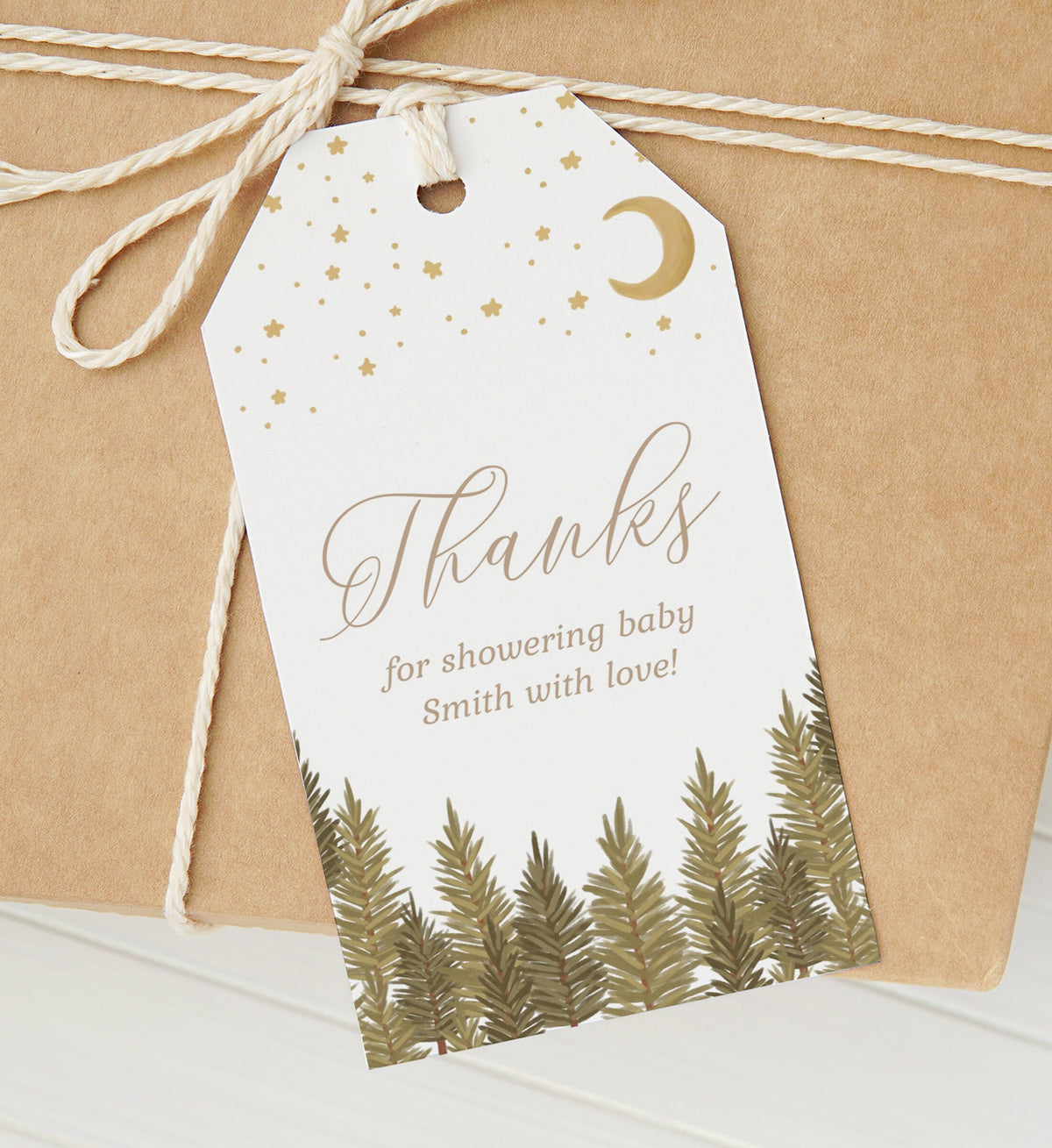 Editable Woodland Baby Shower Favor Tag Template, Printable Woodland Baby Shower Gift Tag, DIGITAL DOWNLOAD