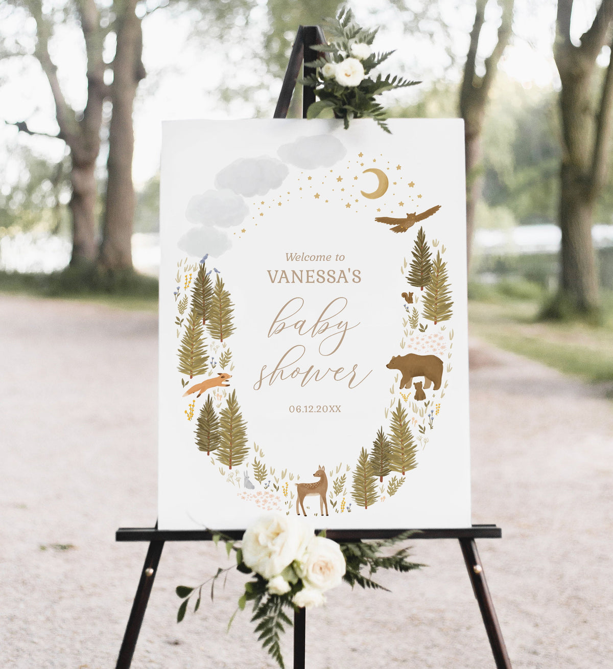 Editable Woodland Baby Shower Welcome Sign, Printable Woodland Animals Welcome Sign Template, DIGITAL DOWNLOAD