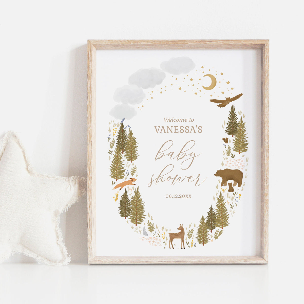 Editable Woodland Baby Shower Welcome Sign, Printable Woodland Animals Welcome Sign Template, DIGITAL DOWNLOAD