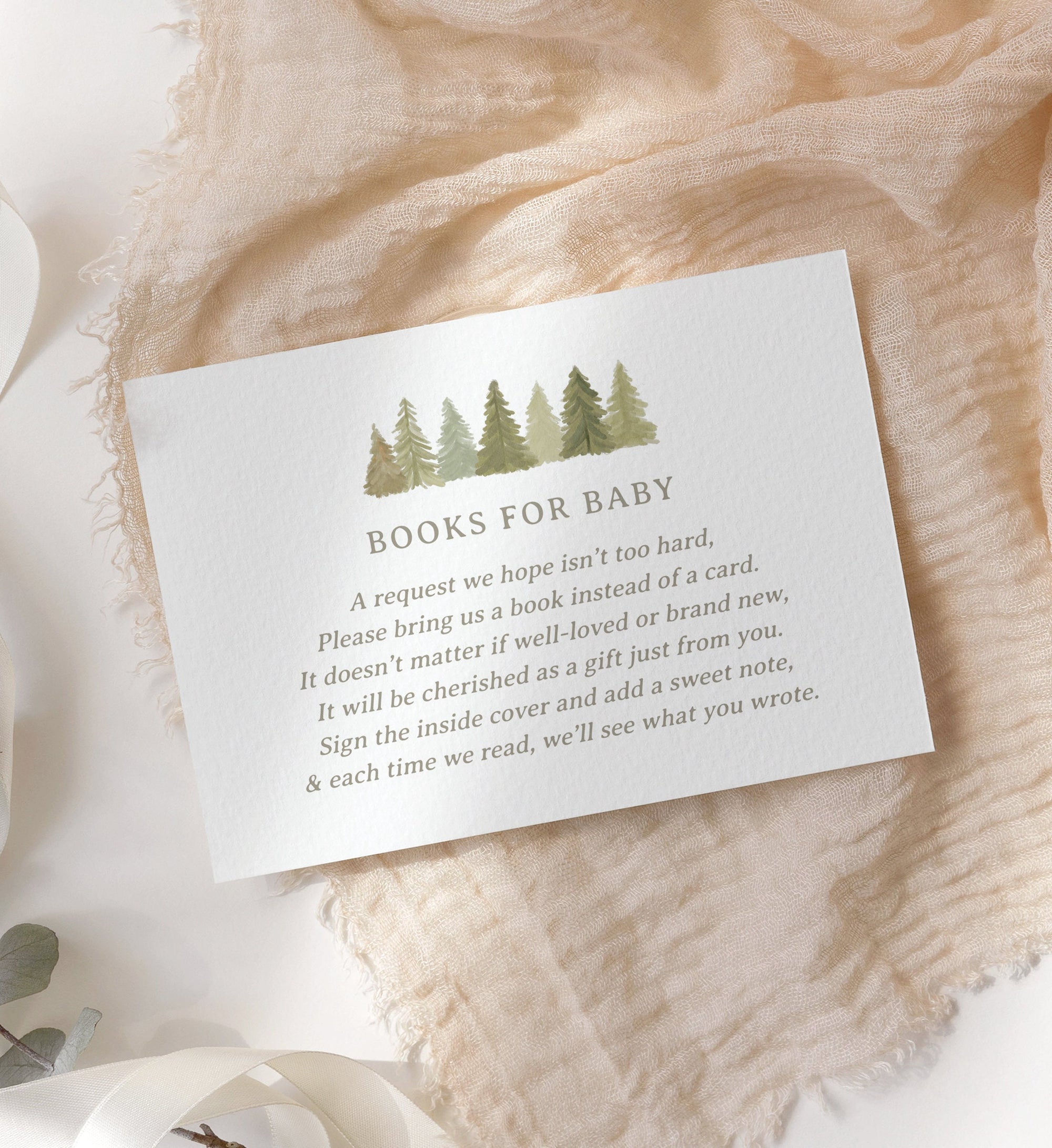Woodland Books for Baby Card Template, Woodland Baby Shower Book Request Insert, Printable Template, DIGITAL DOWNLOAD