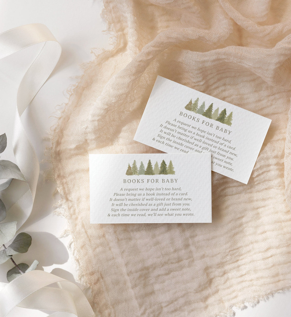 Woodland Books for Baby Card Template, Woodland Baby Shower Book Request Insert, Printable Template, DIGITAL DOWNLOAD