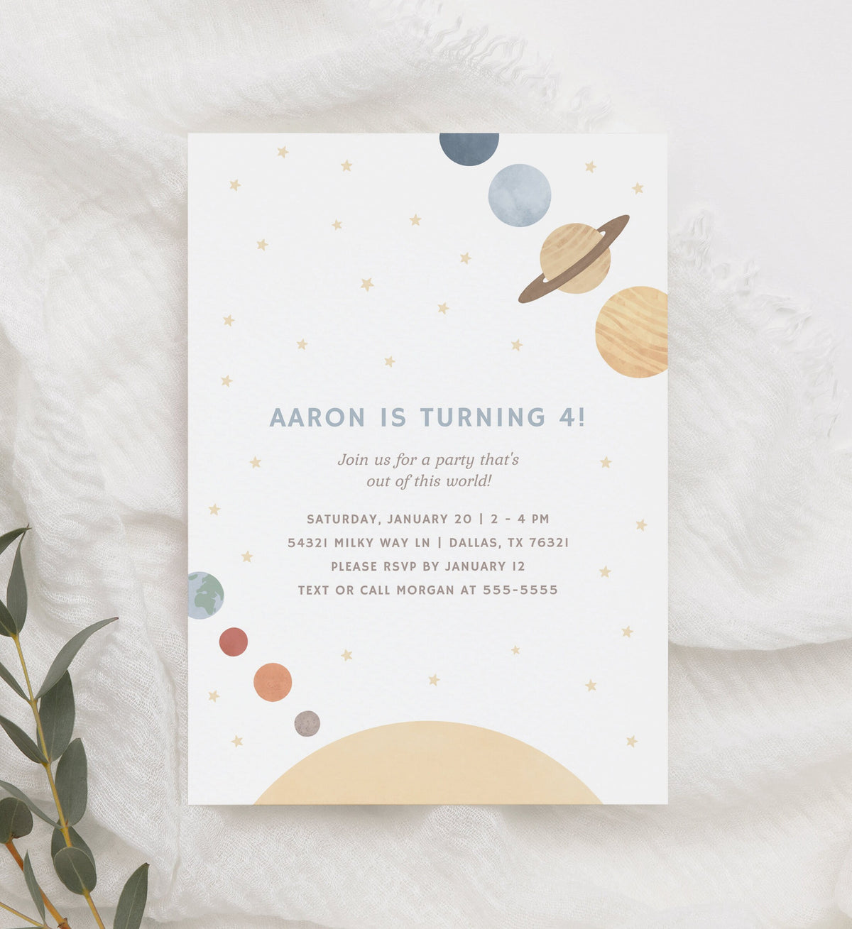 Editable Outer Space Birthday Party Invitation, Solar System Birthday Party Invite Template, DIGITAL DOWNLOAD