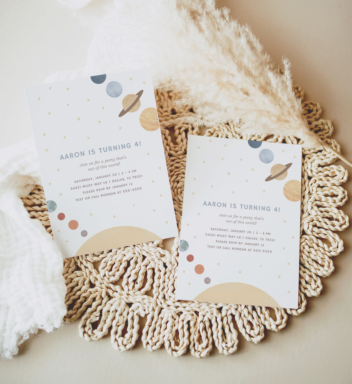 Editable Outer Space Birthday Party Invitation, Solar System Birthday Party Invite Template, DIGITAL DOWNLOAD