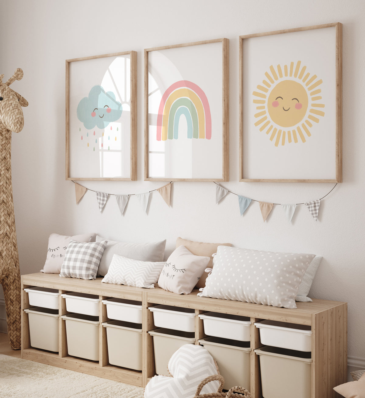 Happy Rainbow, Cloud, and Sun Set of 3 Prints - PACP