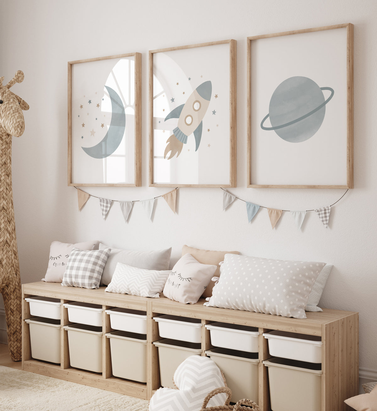 Moon, Rocket Ship, and Planet Set of 3 Prints - BNCP