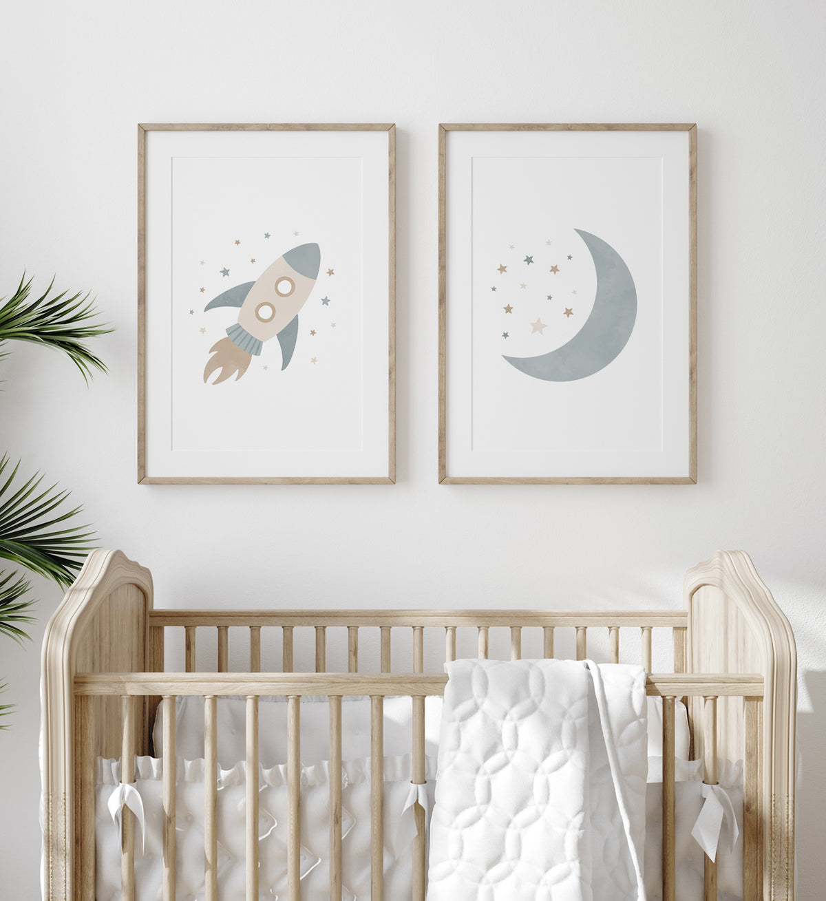 Rocket Ship and Moon Set of 2 Prints - BNCP