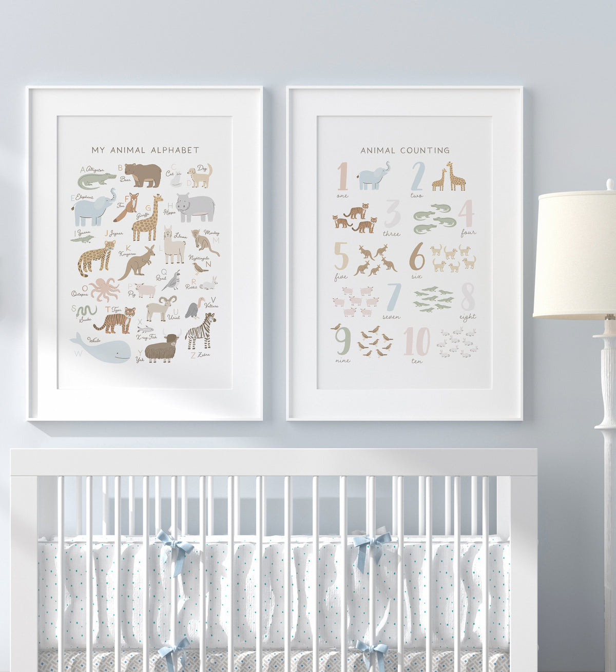 Animal Alphabet and Numbers Set of 2 Prints - SNCP