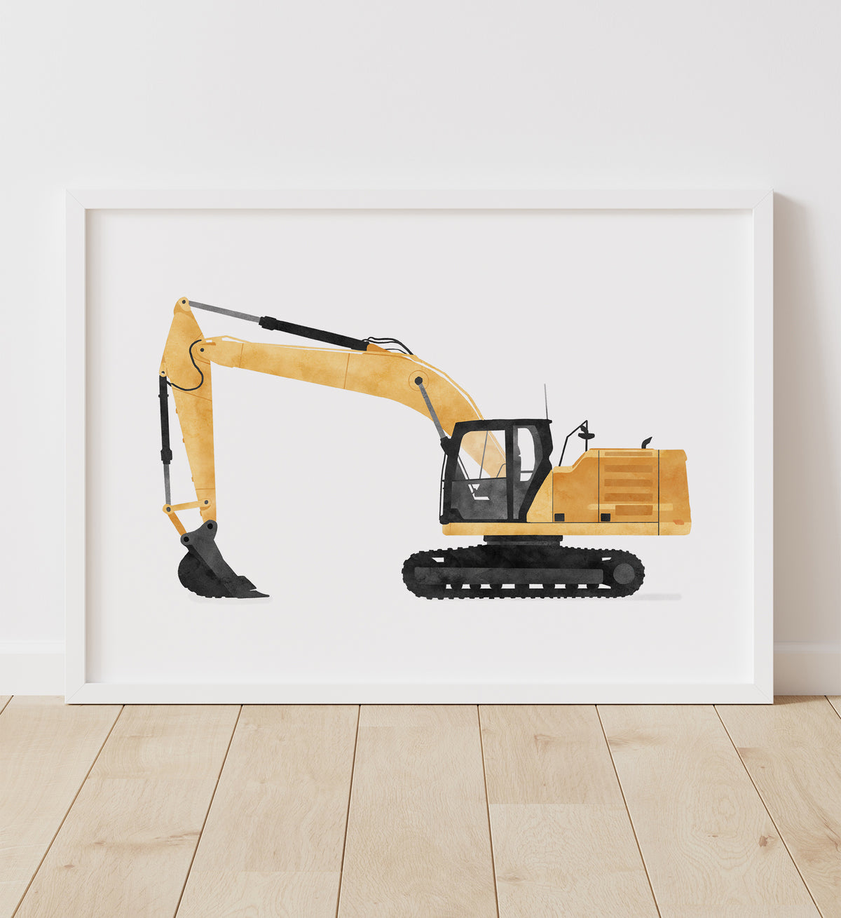 Construction Vehicles Set of 4 Horizontal Prints - Yellow