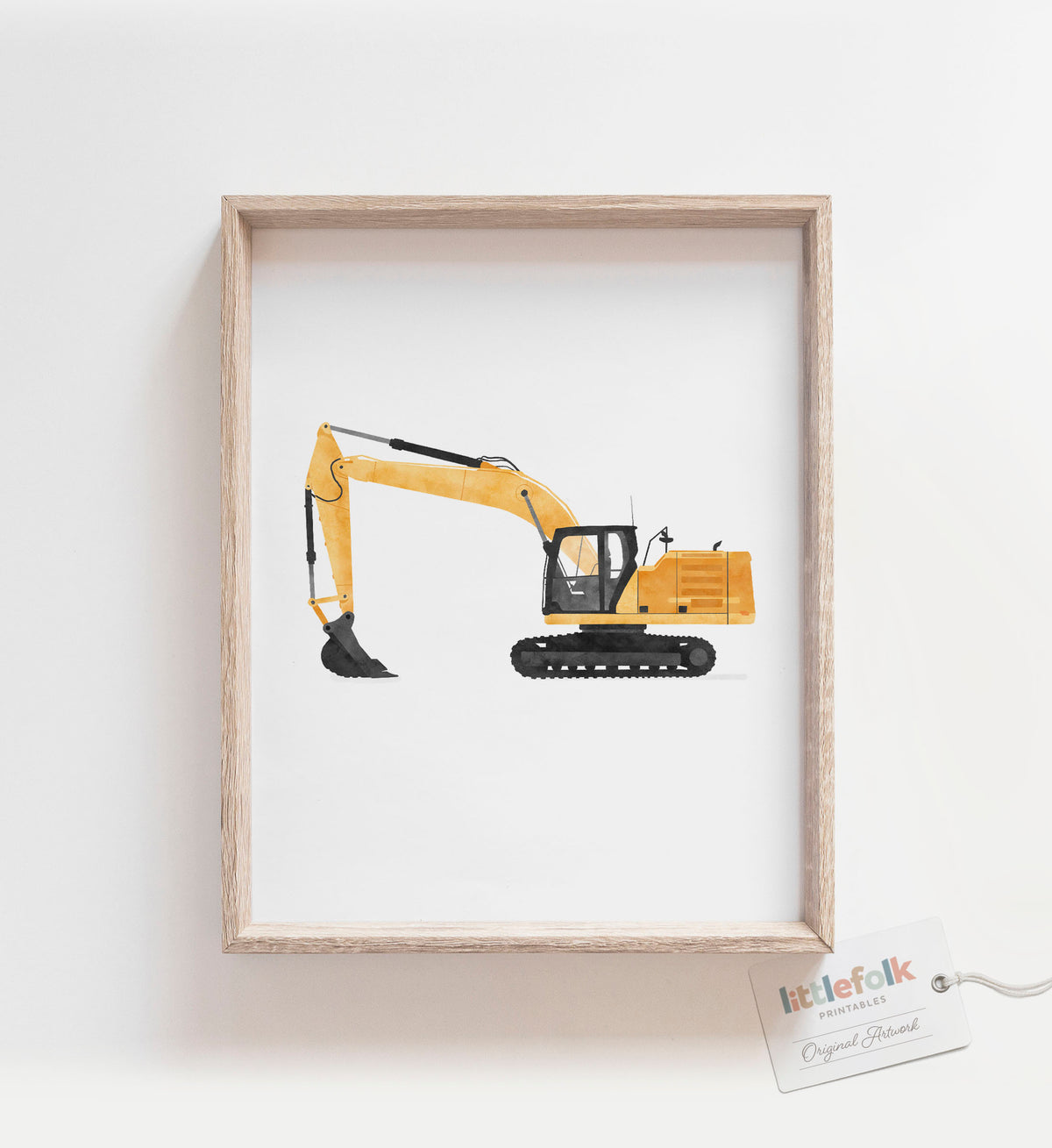 Excavator Print - Yellow