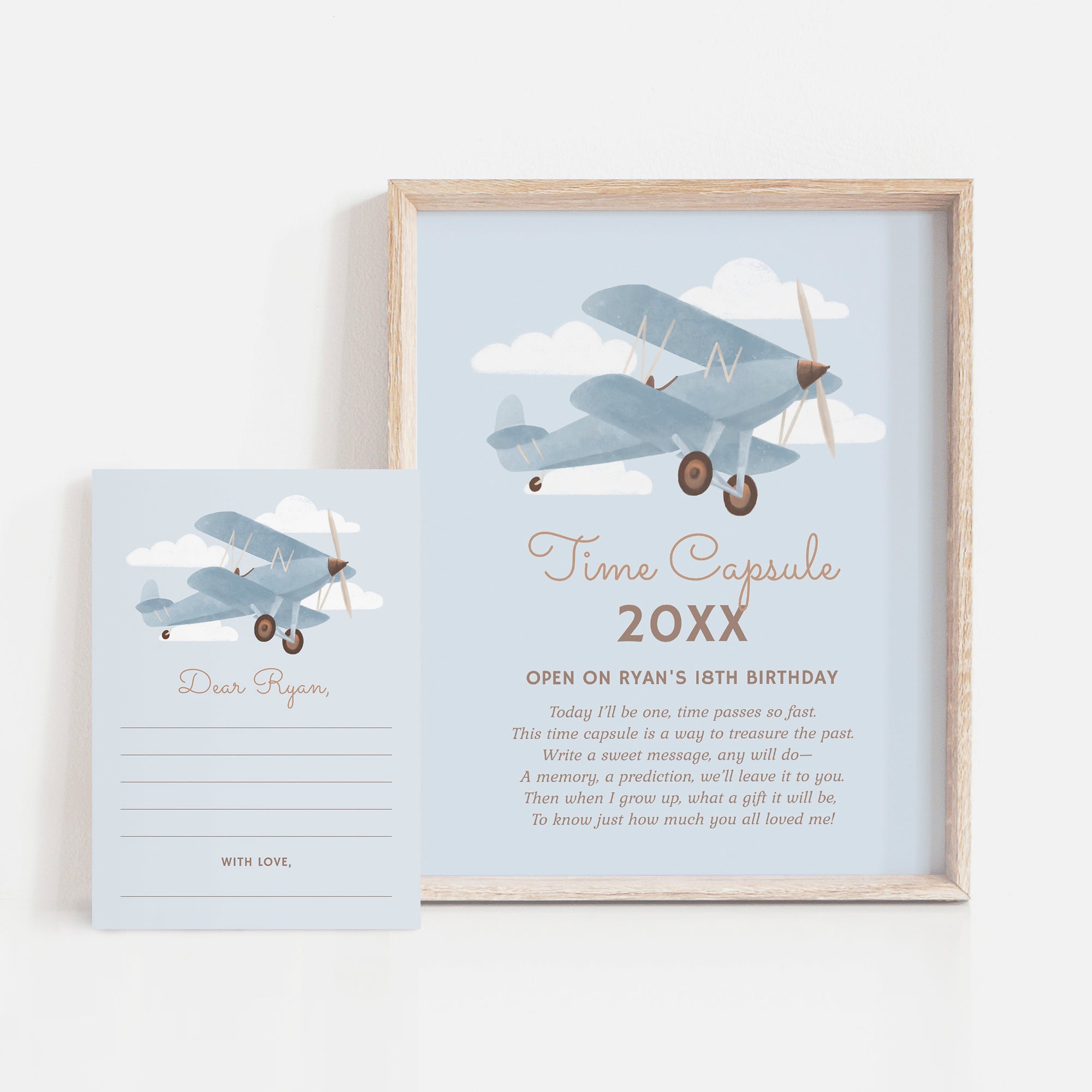 Editable Airplane Birthday Party Time Capsule Template