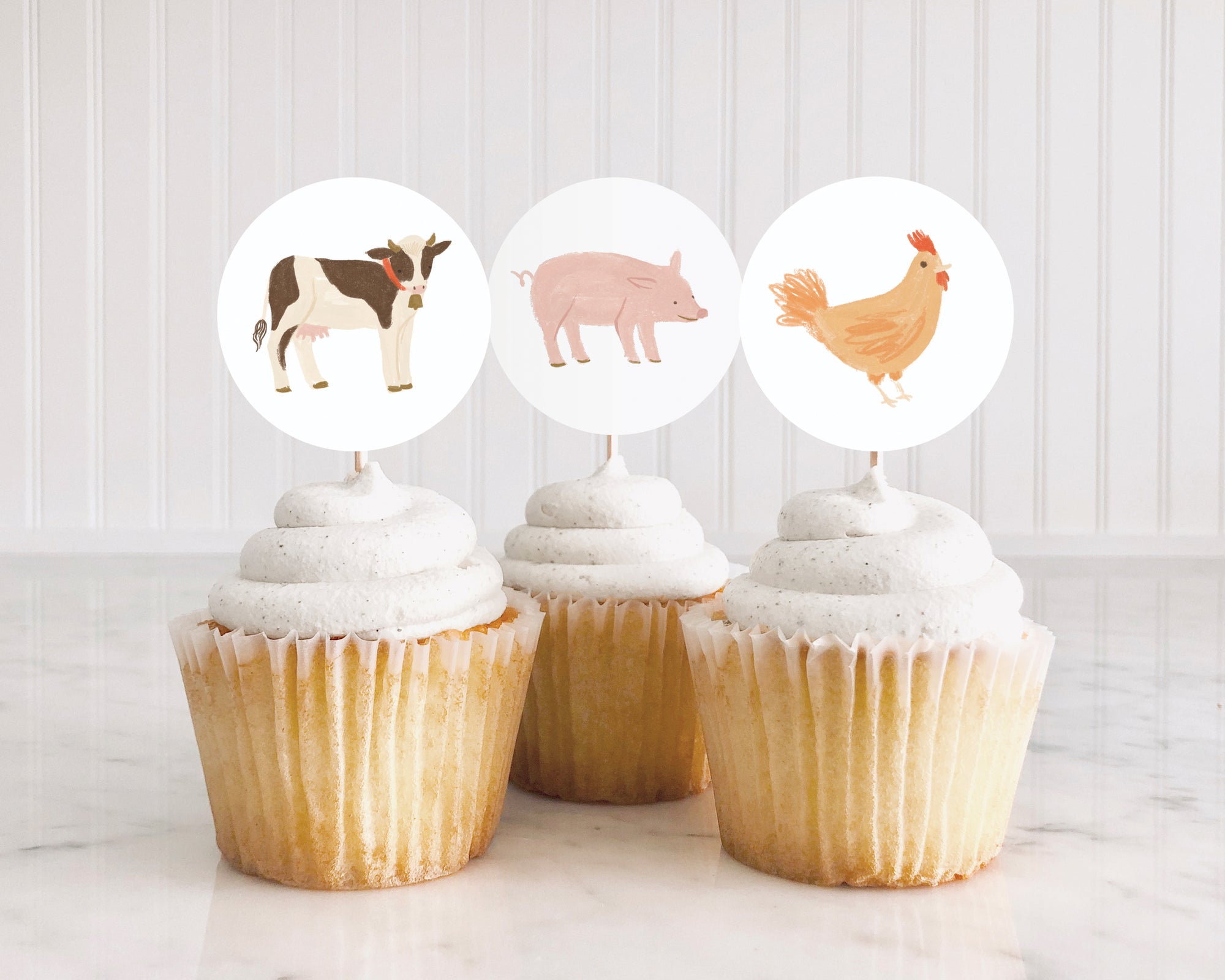 Farm Birthday Party Cupcake Toppers