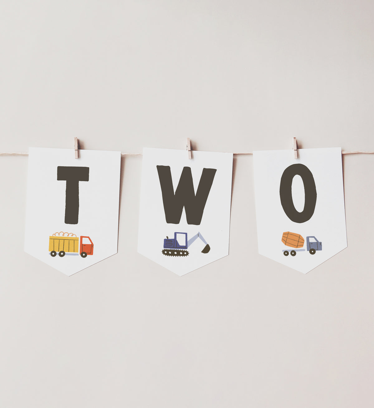 Construction 2nd Birthday Party High Chair Banner