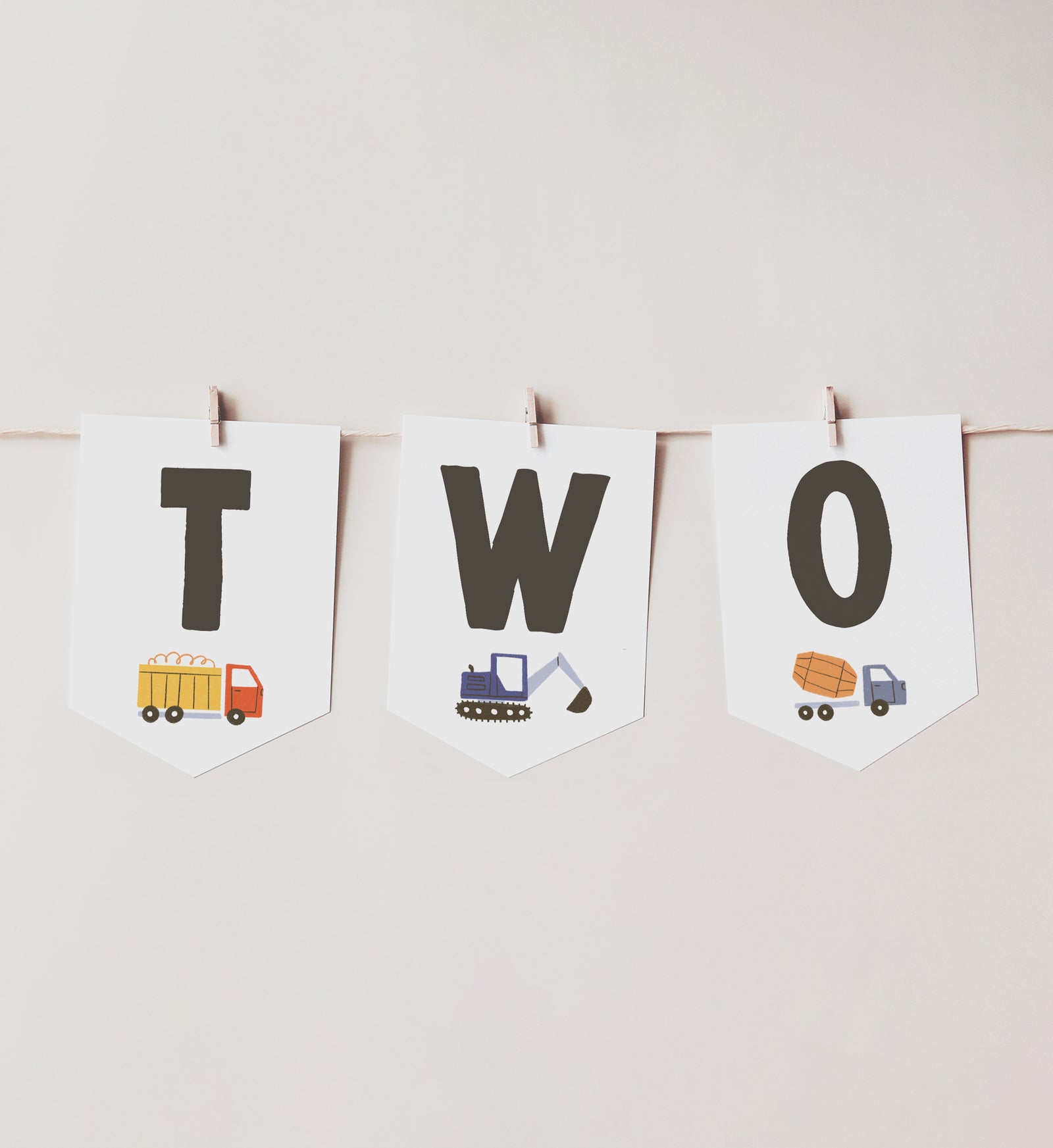 Construction 2nd Birthday Party High Chair Banner