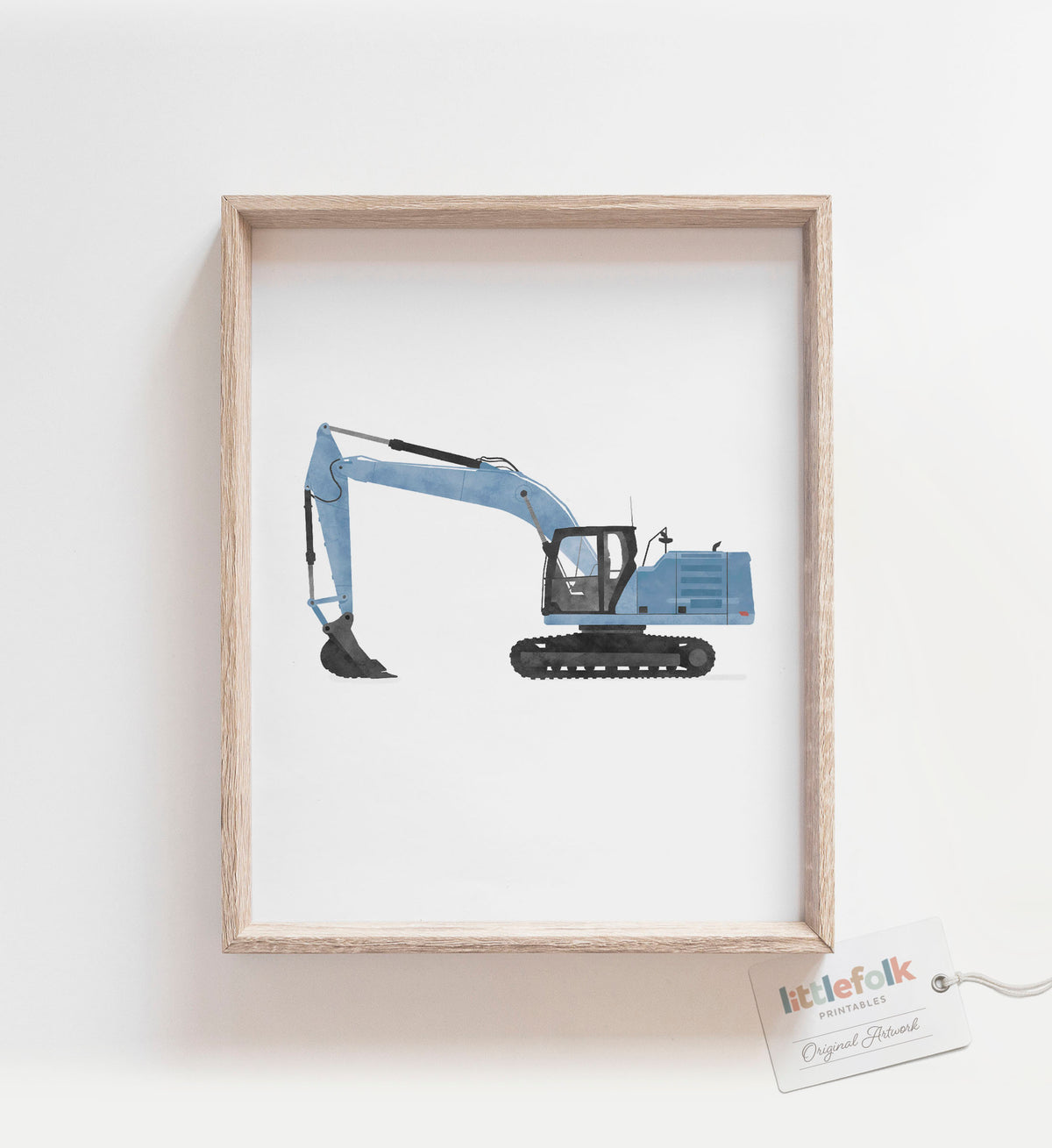Excavator Print - Blue