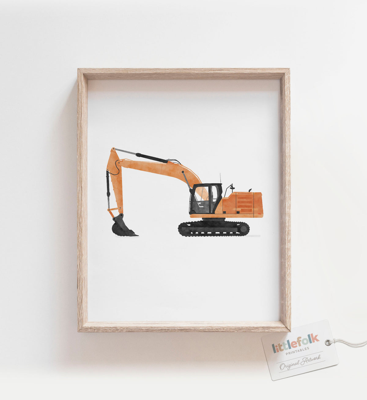 Excavator Print - Orange