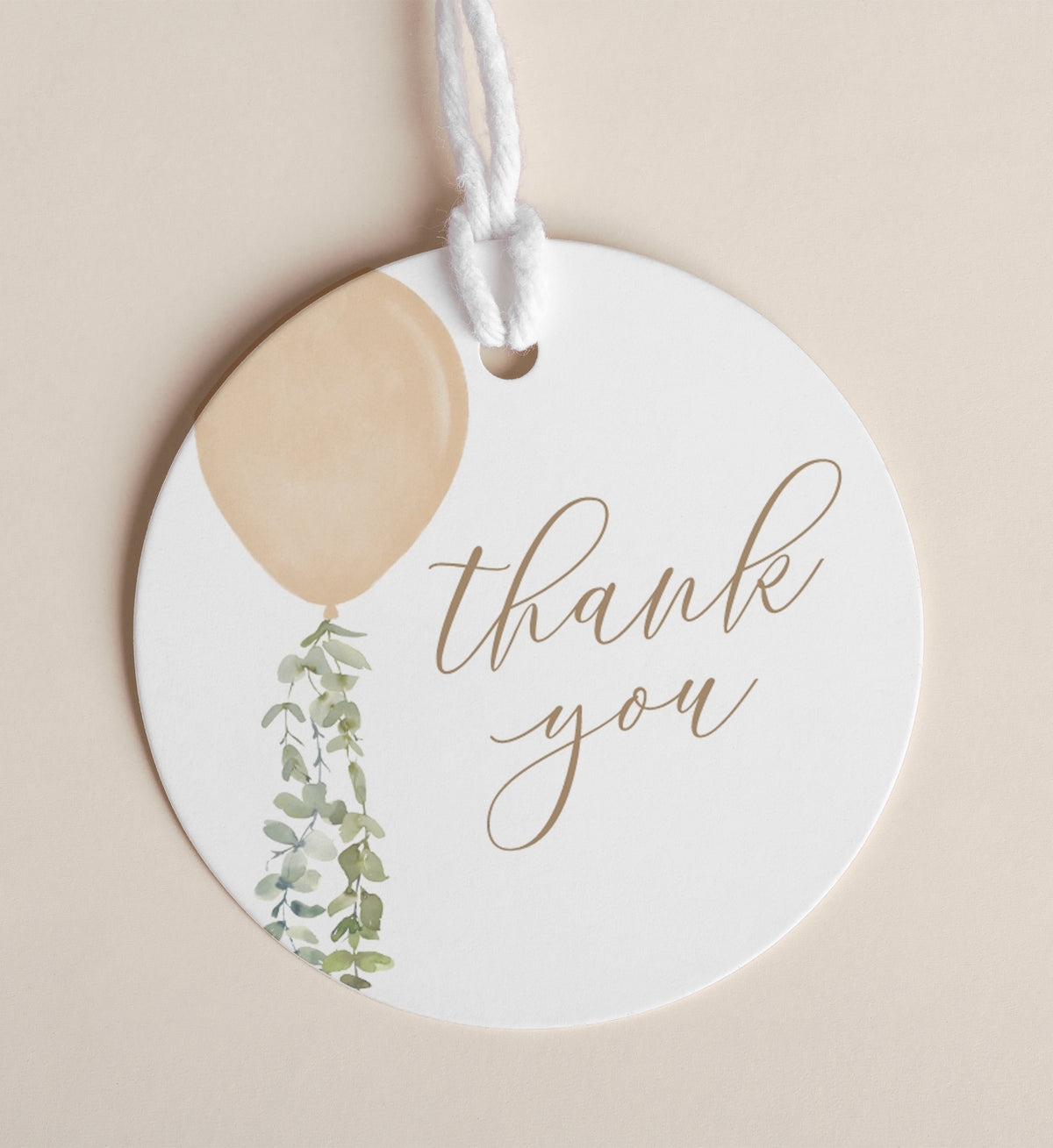 Editable Gold Balloon Baby Shower Favor Tag Template