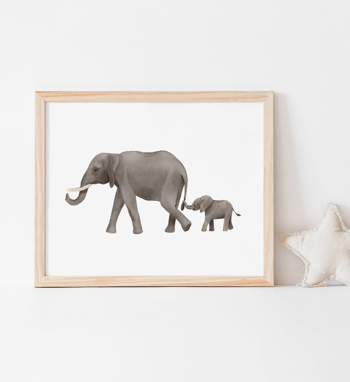 Baby and Mama Elephant Print