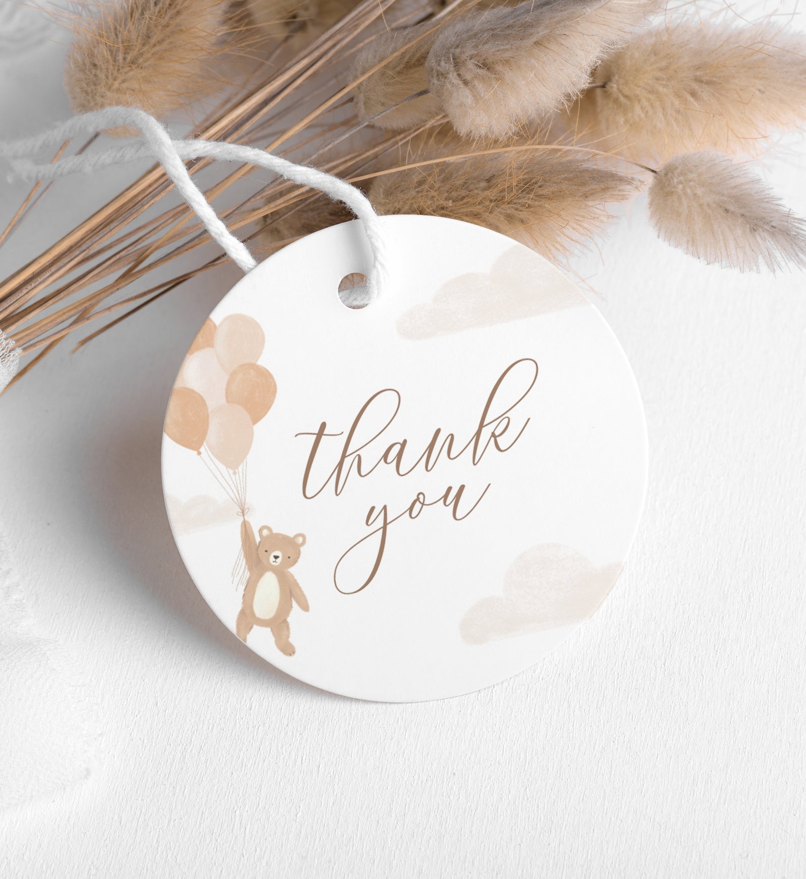 Editable Teddy Bear Baby Shower Favor Tag Template