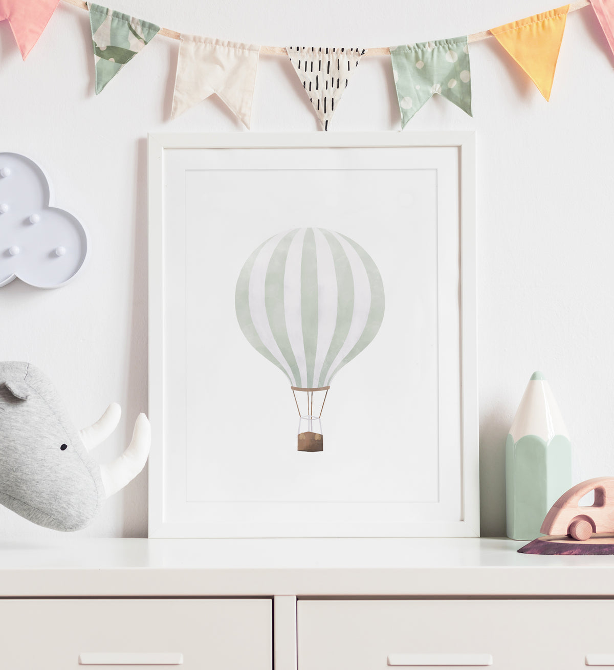 Hot Air Balloon Print - Mint
