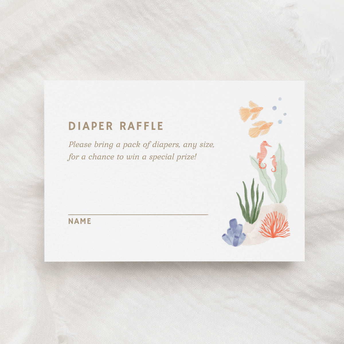 Editable Under the Sea Diaper Raffle Ticket