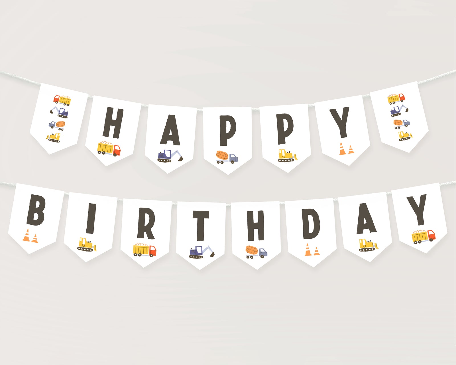 Construction Happy Birthday Banner