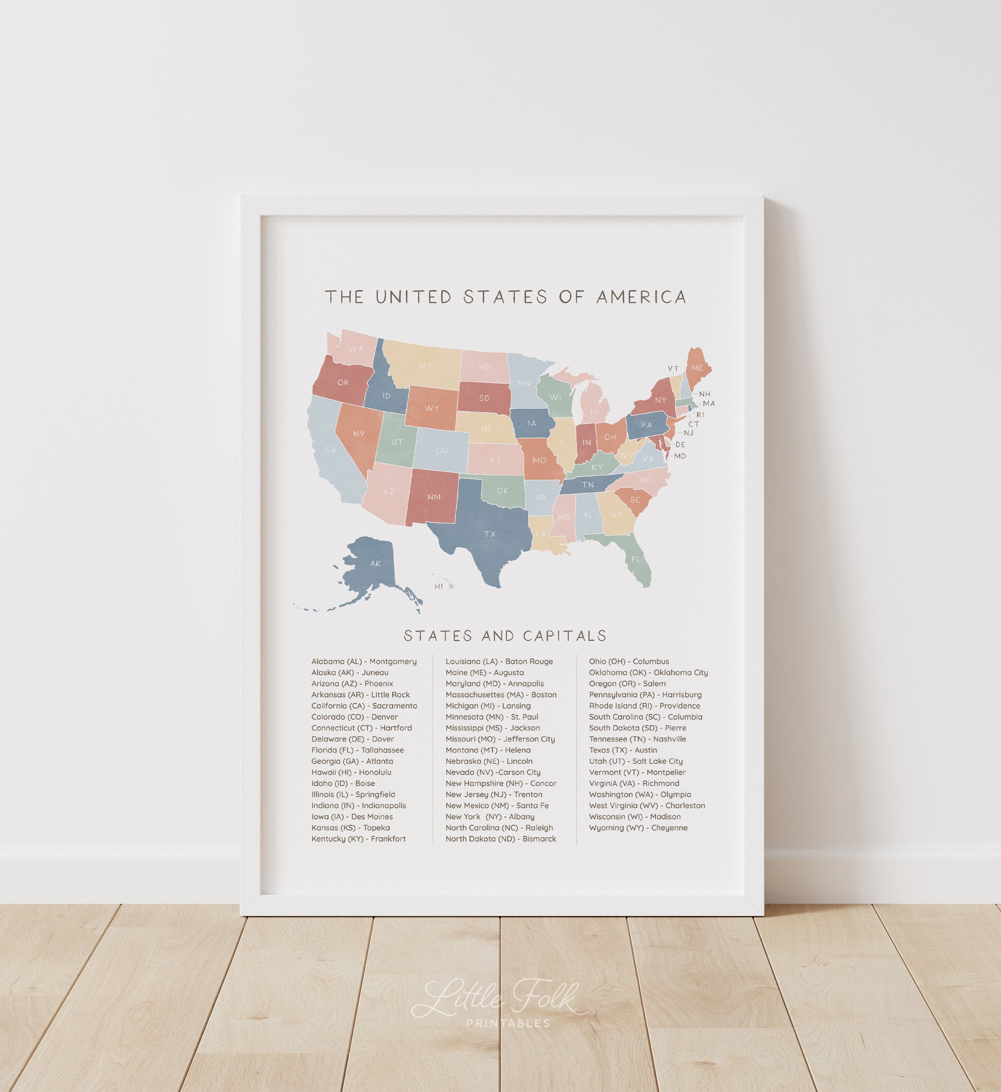 US Map with Capitals Print - MRCP