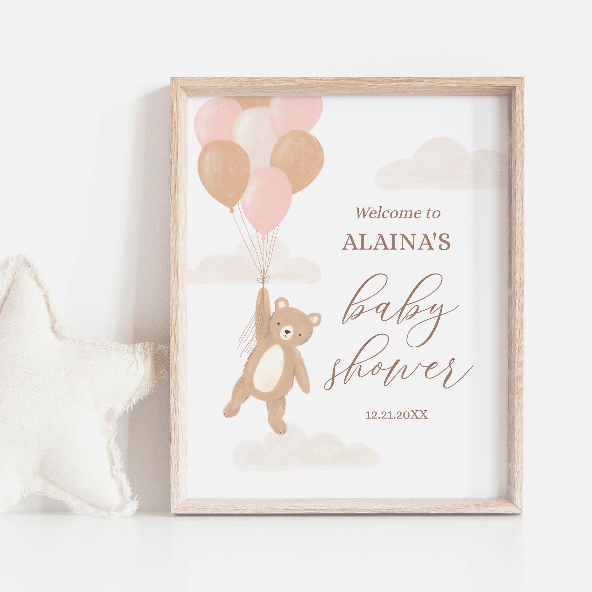 We Can Bearly Wait Girl Baby Shower Welcome Sign