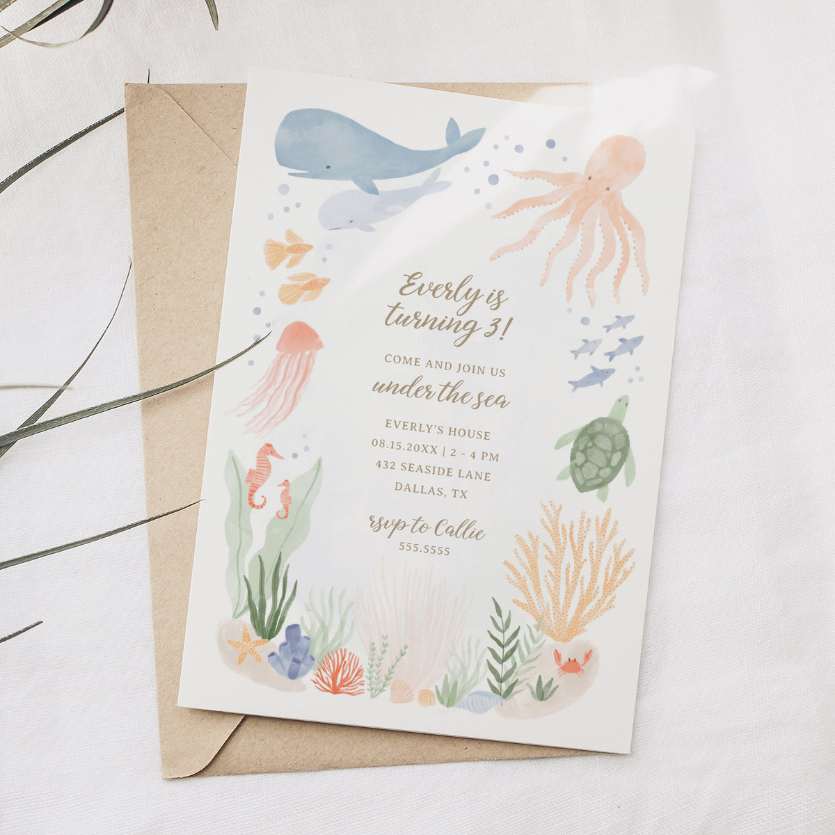 Editable Under the Sea Birthday Party Invitation Template No. 2