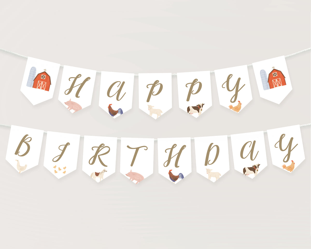 Farm Happy Birthday Banner
