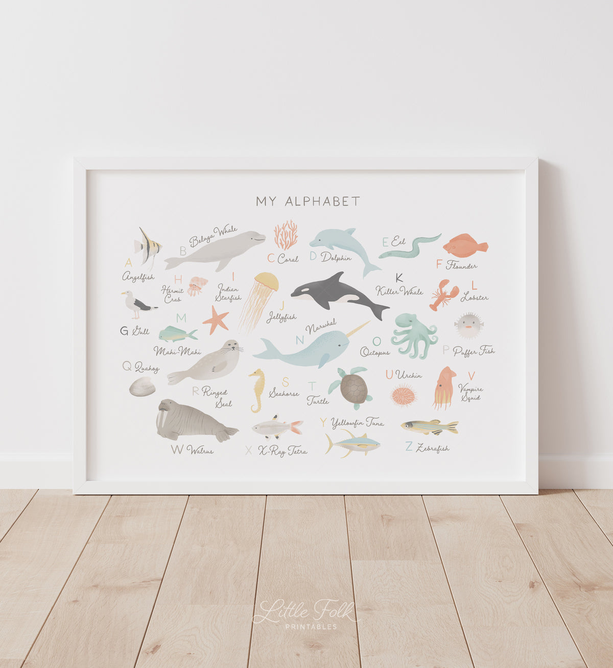 Beach Animal Alphabet Horizontal Print