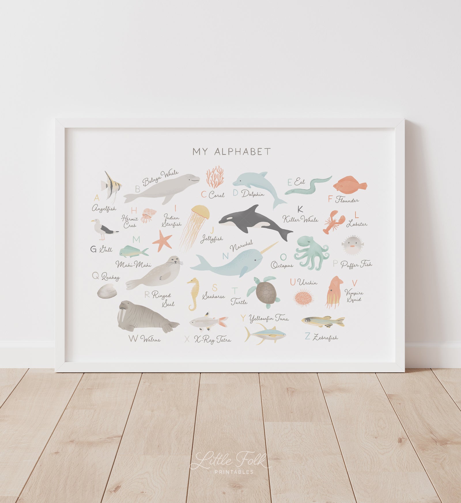 Beach Animal Alphabet Horizontal Print