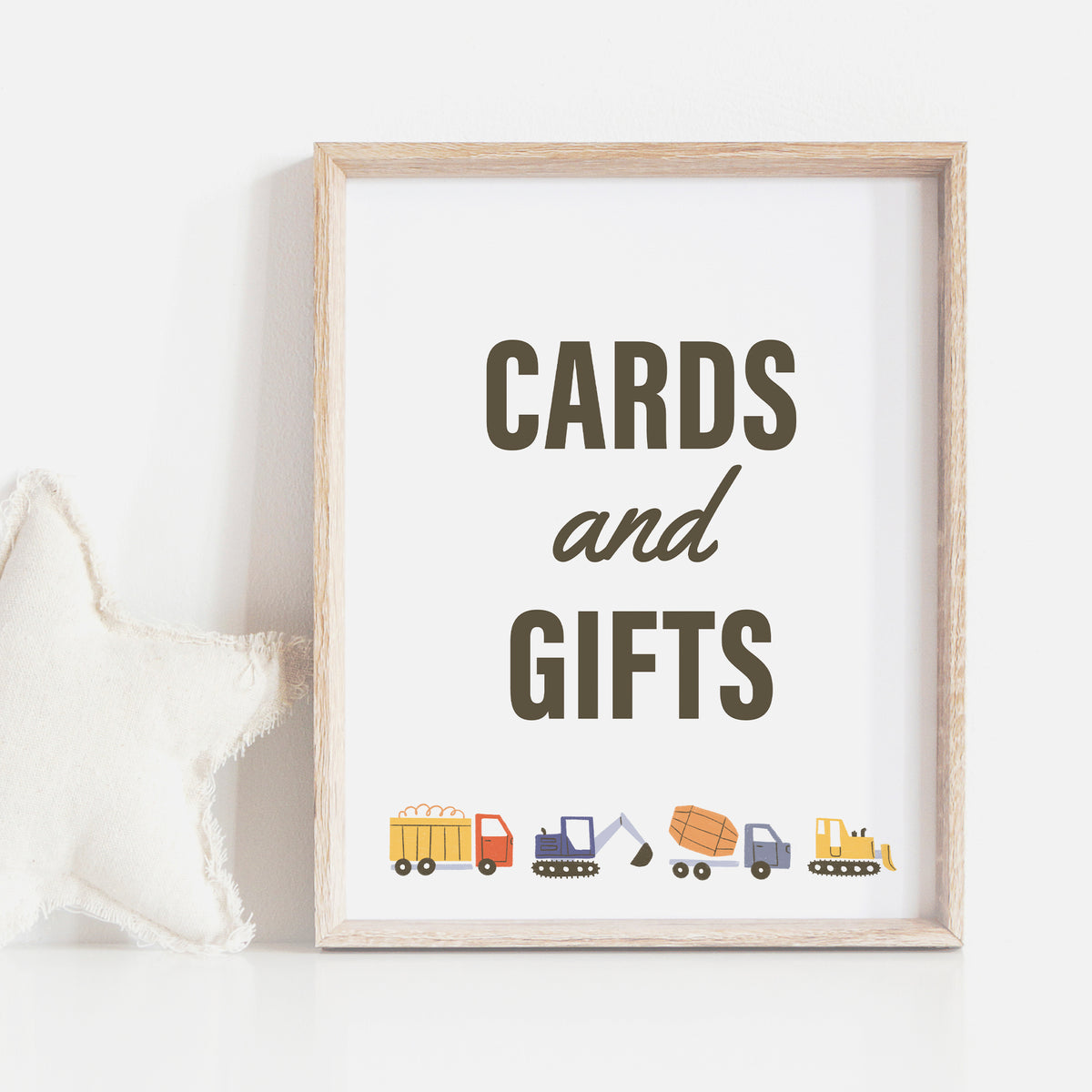 Construction Birthday Party Cards and Gifts Sign