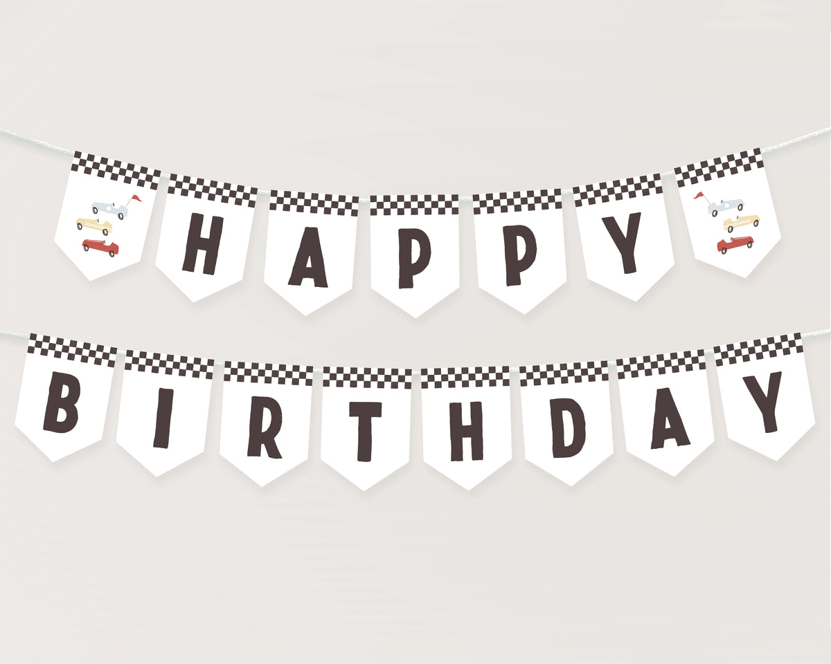 Race Car Happy Birthday Banner