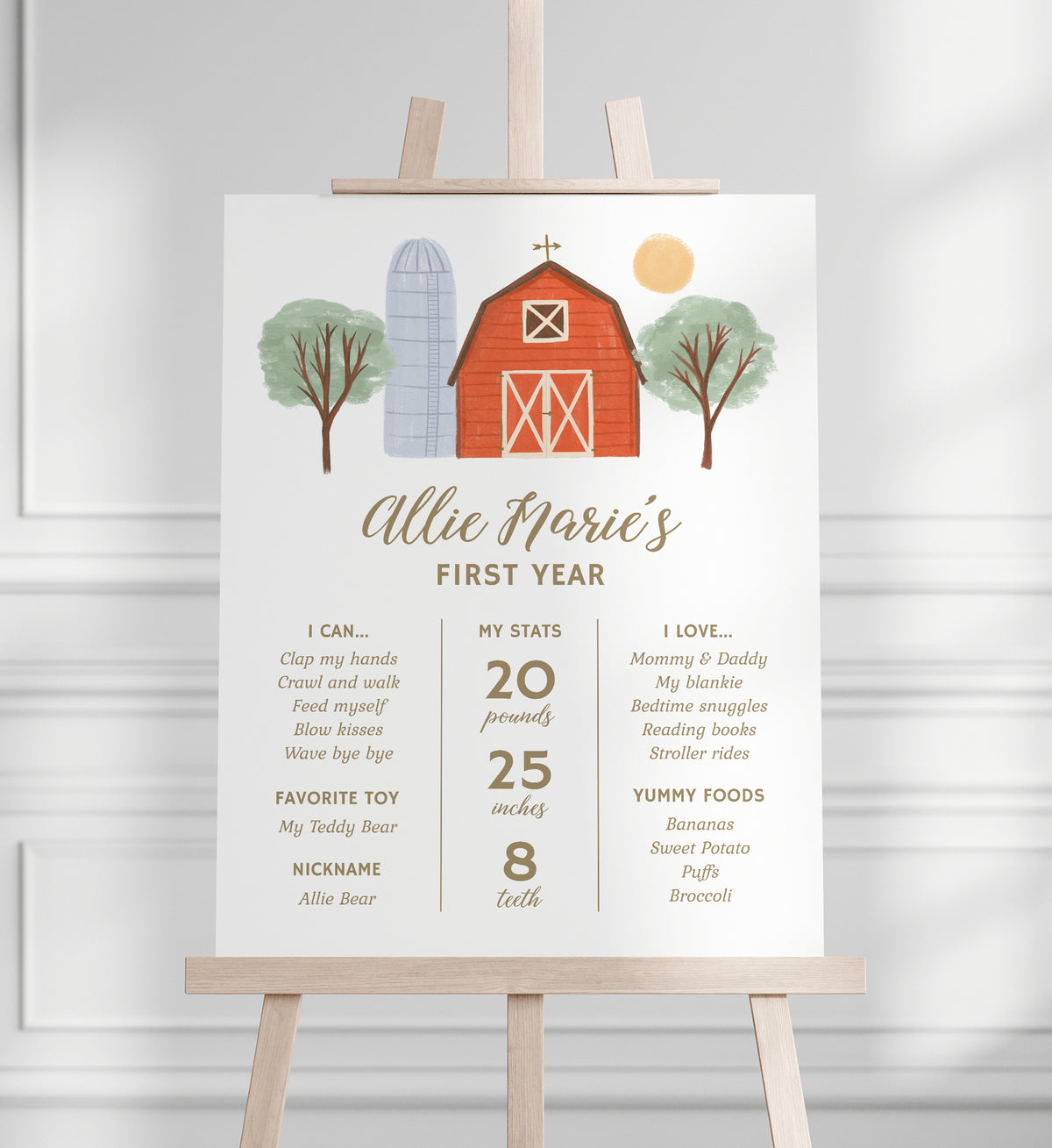 Editable Farm Birthday Party Milestone Sign Template