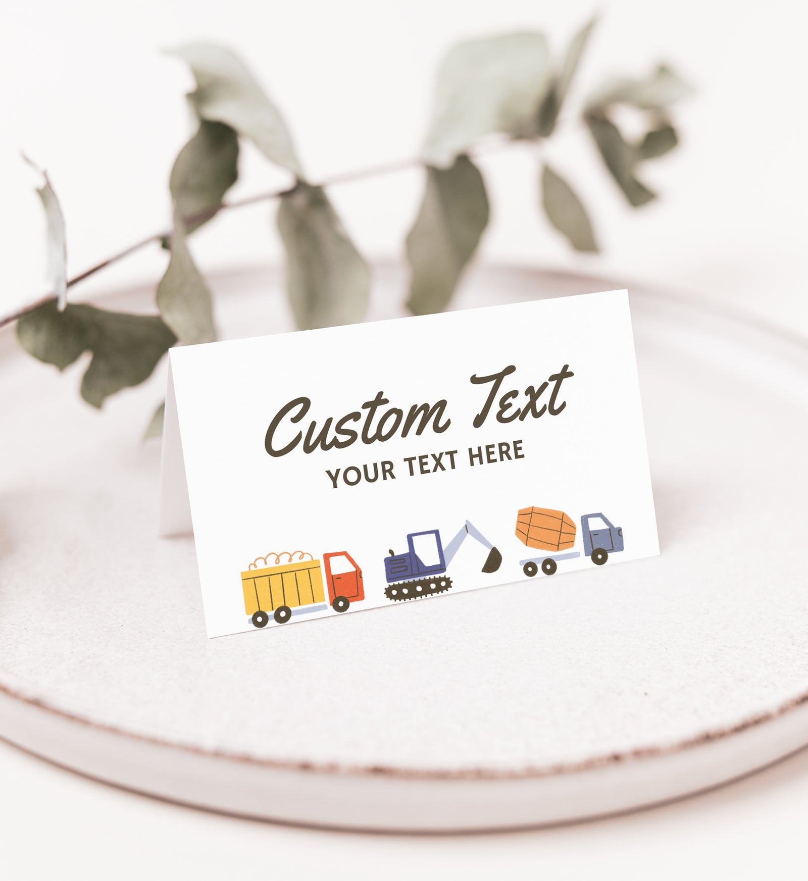 Editable Construction Birthday Party Food Label Template