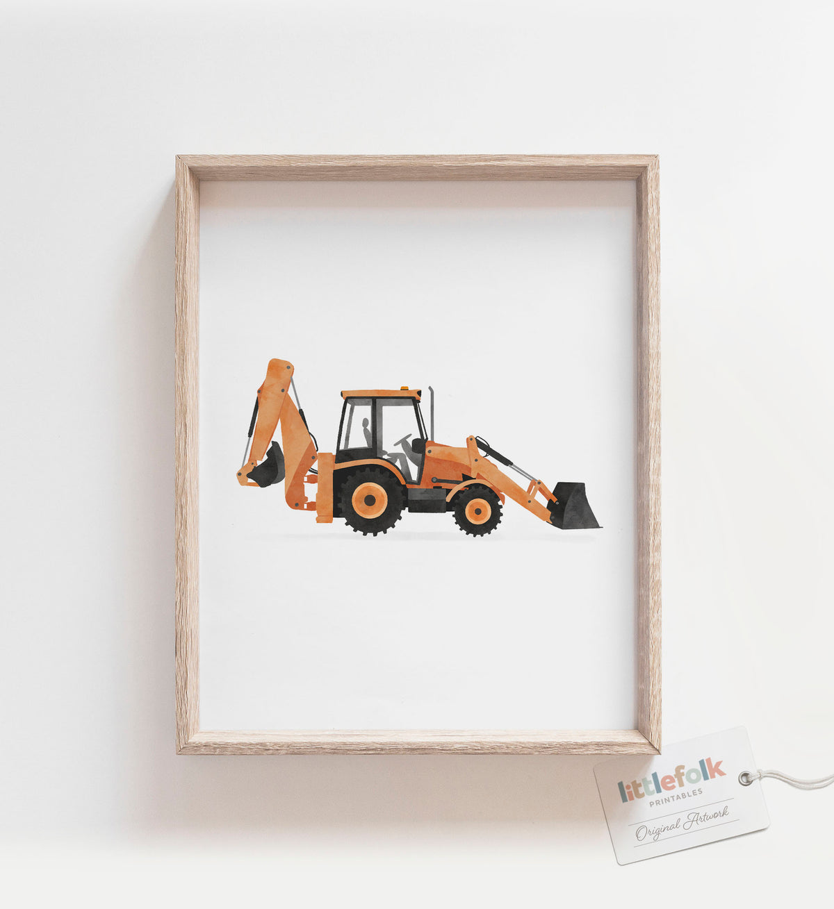 Backhoe Loader Print - Orange