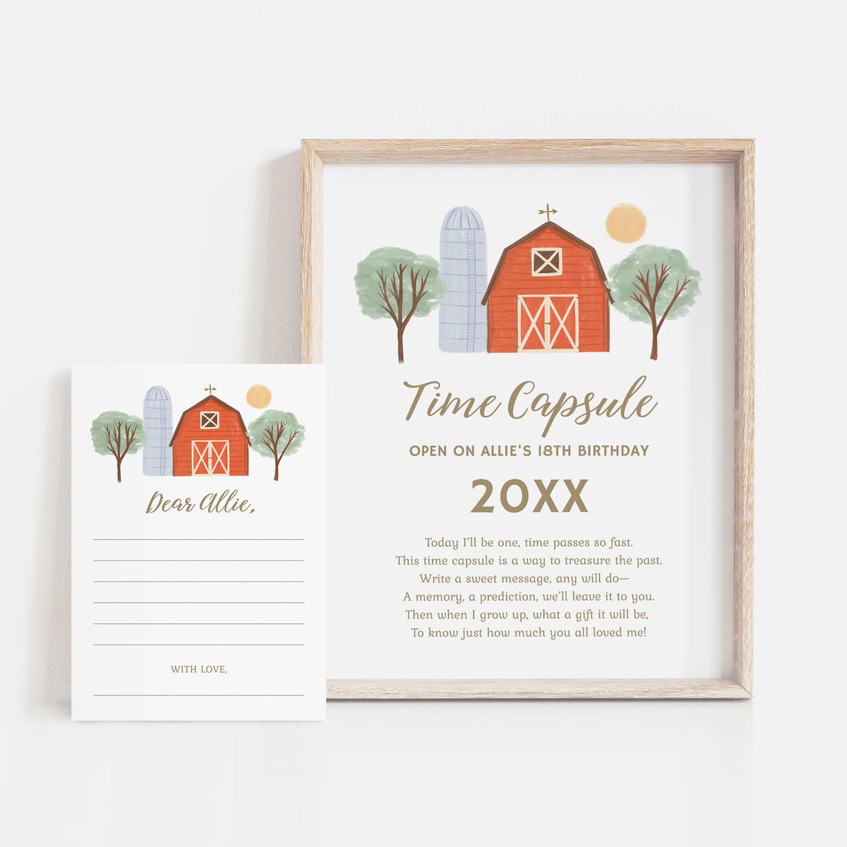 Editable Farm Birthday Party Time Capsule Template