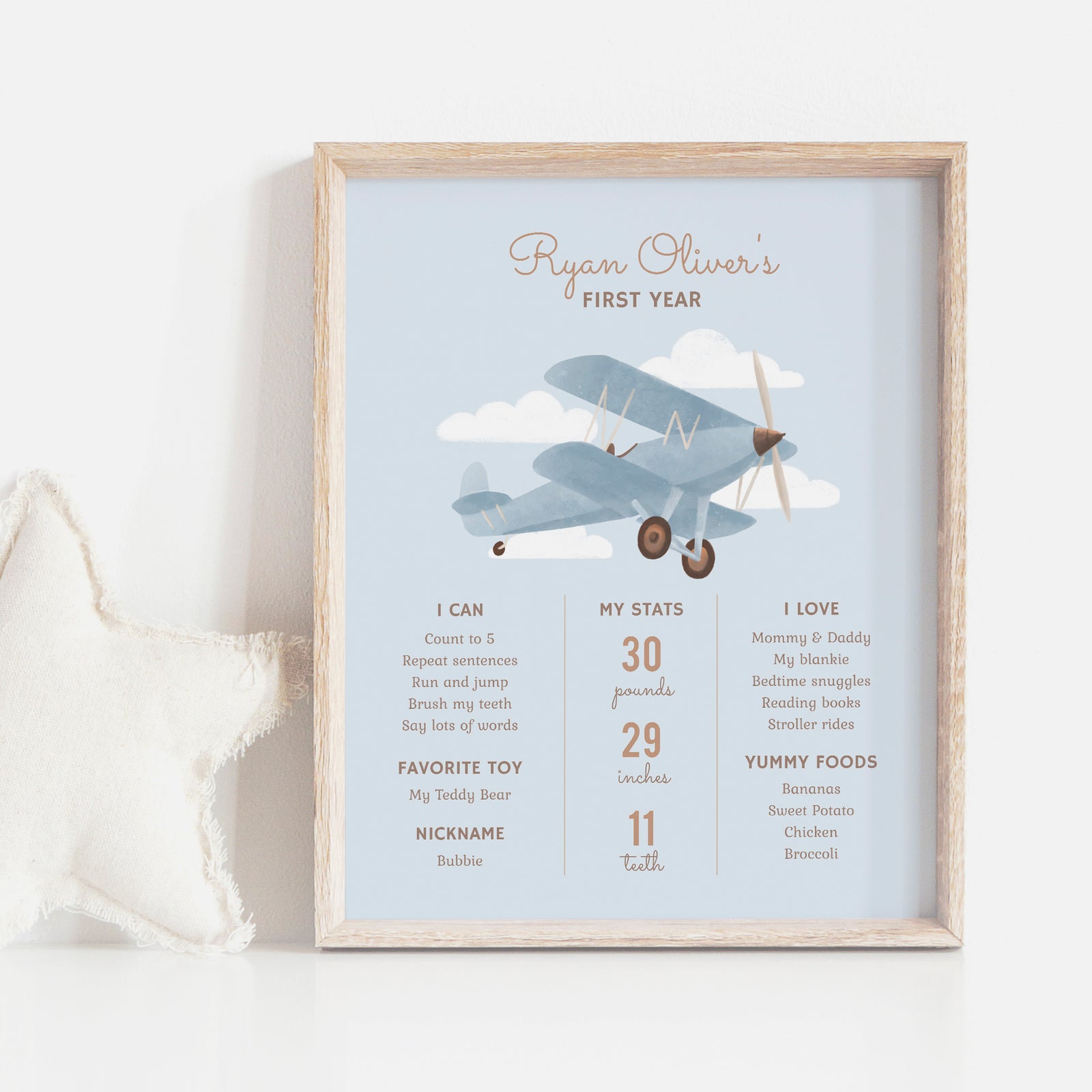 Editable Airplane Birthday Party Milestone Sign Template