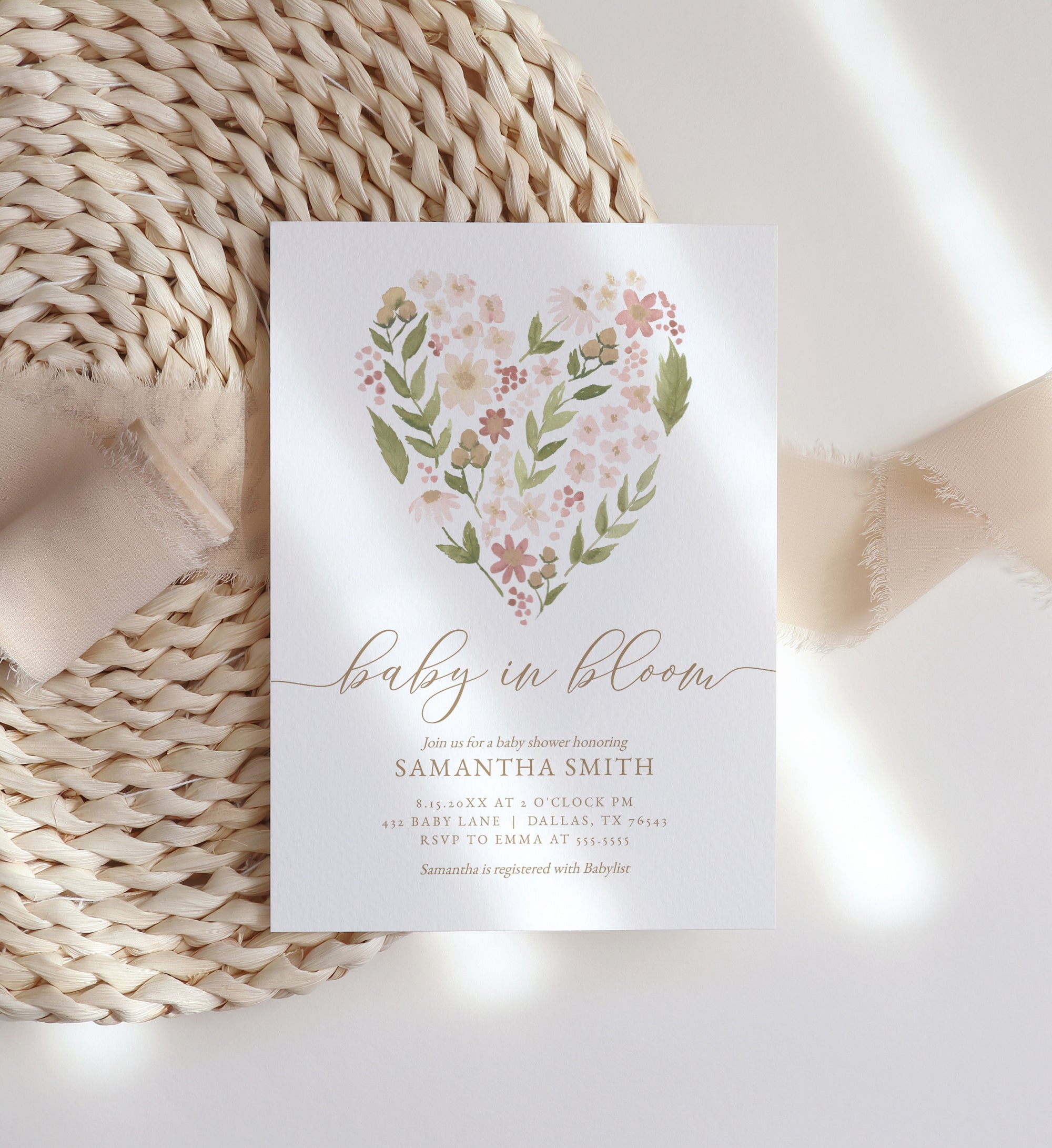 Editable Baby in Bloom Baby Shower Invitation Template