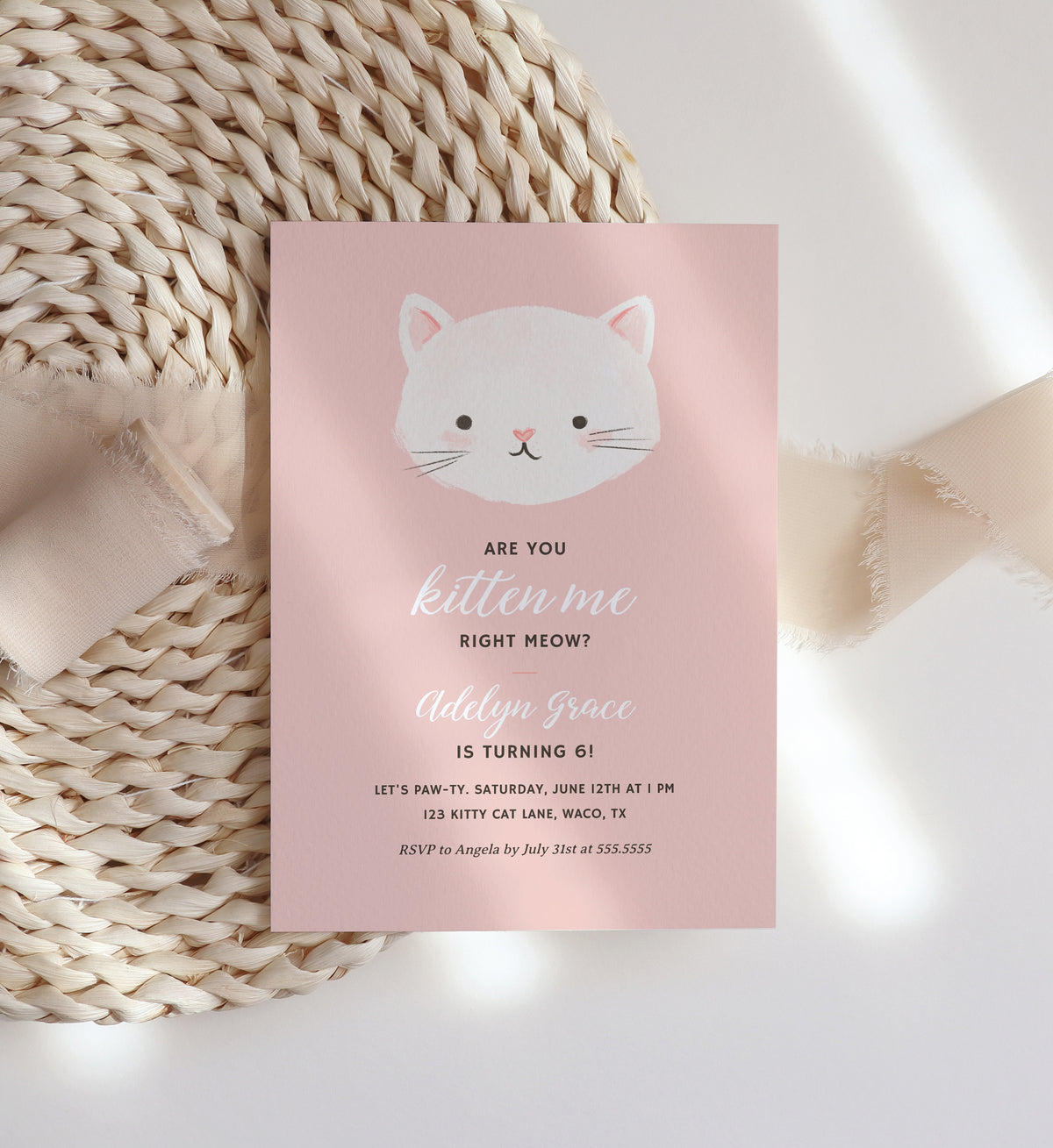 Editable Kitten Birthday Party Invitation Template No. 3
