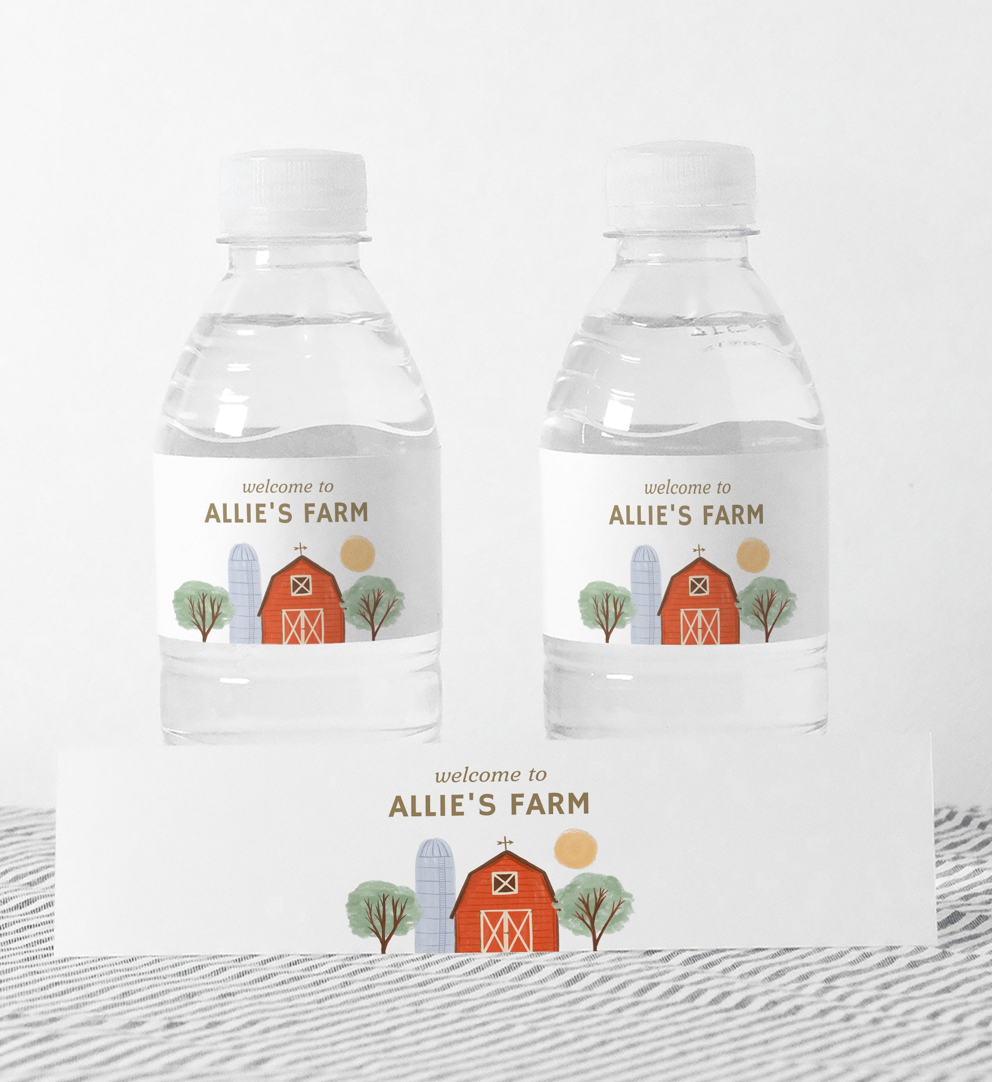Editable Farm Birthday Party Water Bottle Wrap Template