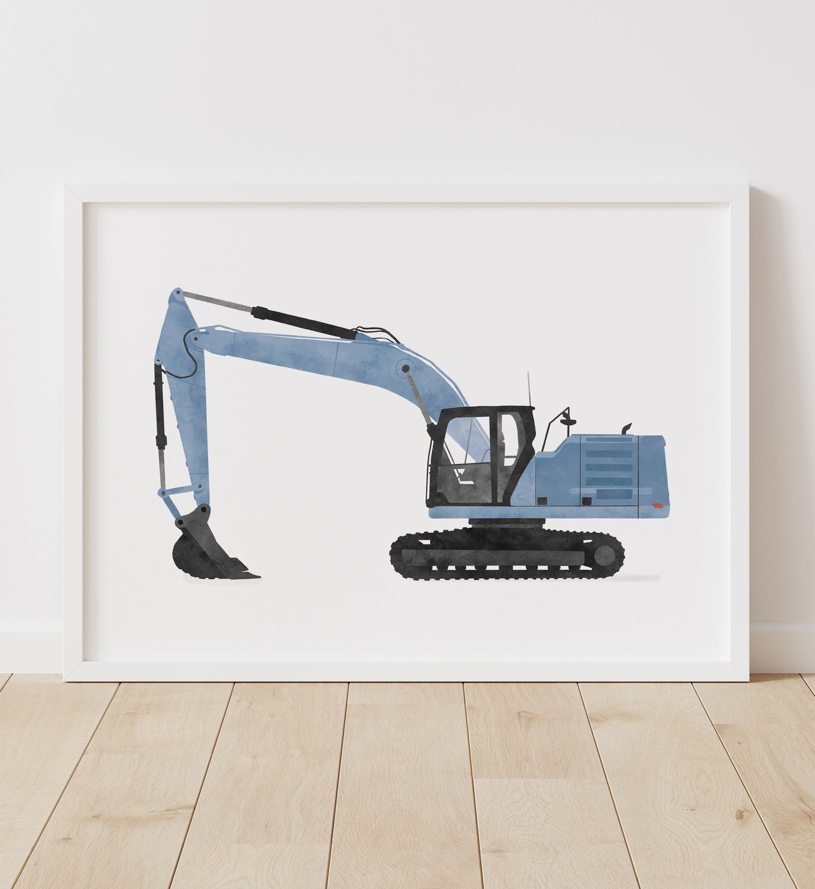 Excavator Horizontal Print - Blue
