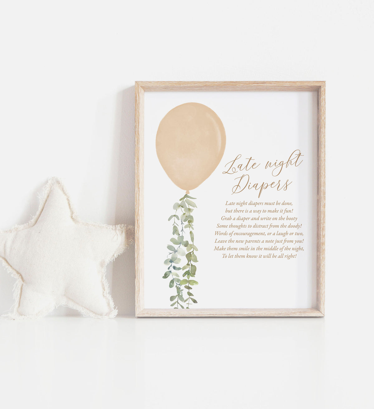 Gold Balloon Baby Shower Late Night Diapers Sign