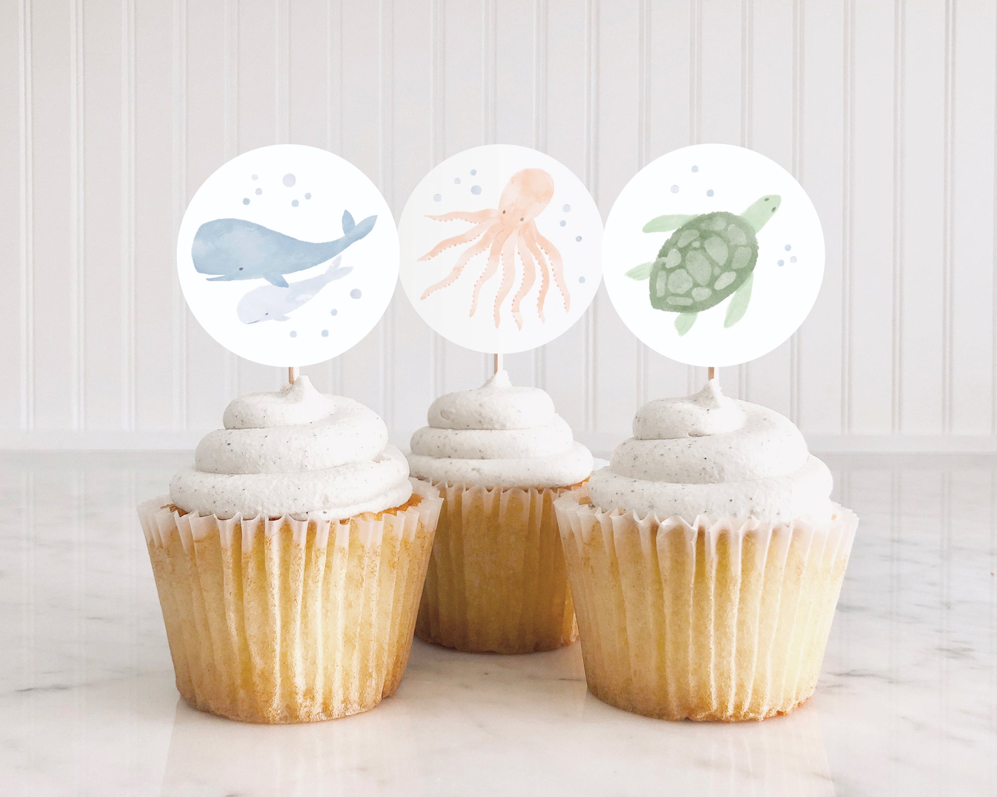 Under the Sea Birthday Party Cupcake Toppers