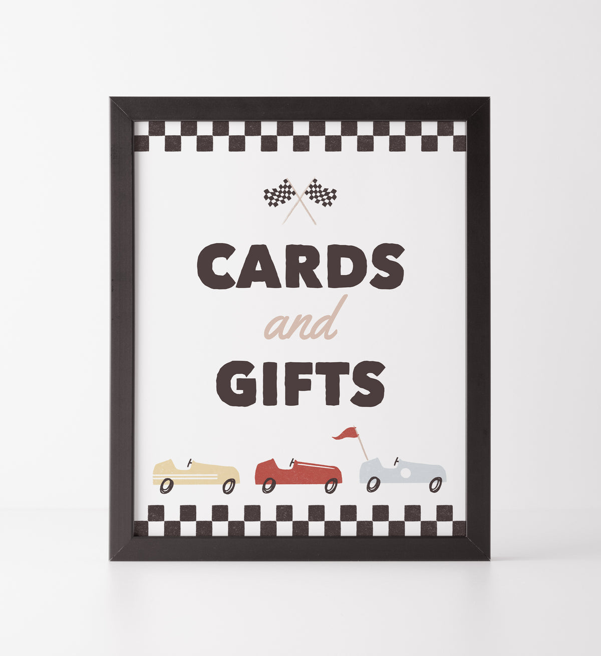 Race Car Birthday Party Cards and Gifts Sign