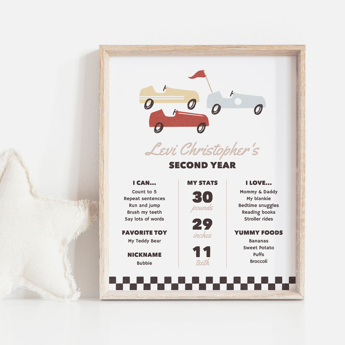 Editable Race Car Birthday Party Milestone Sign Template
