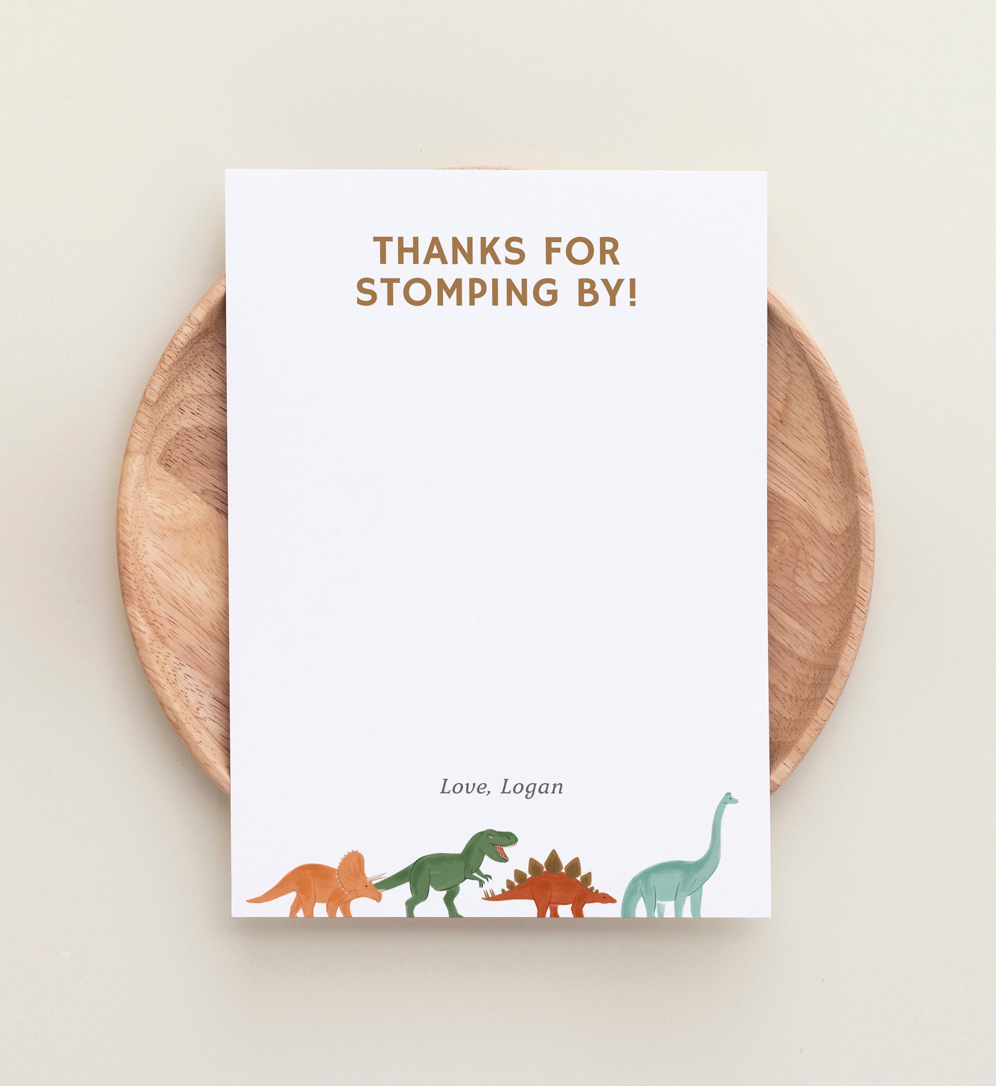 Editable Dinosaur Birthday Party Flat Thank You Card Template